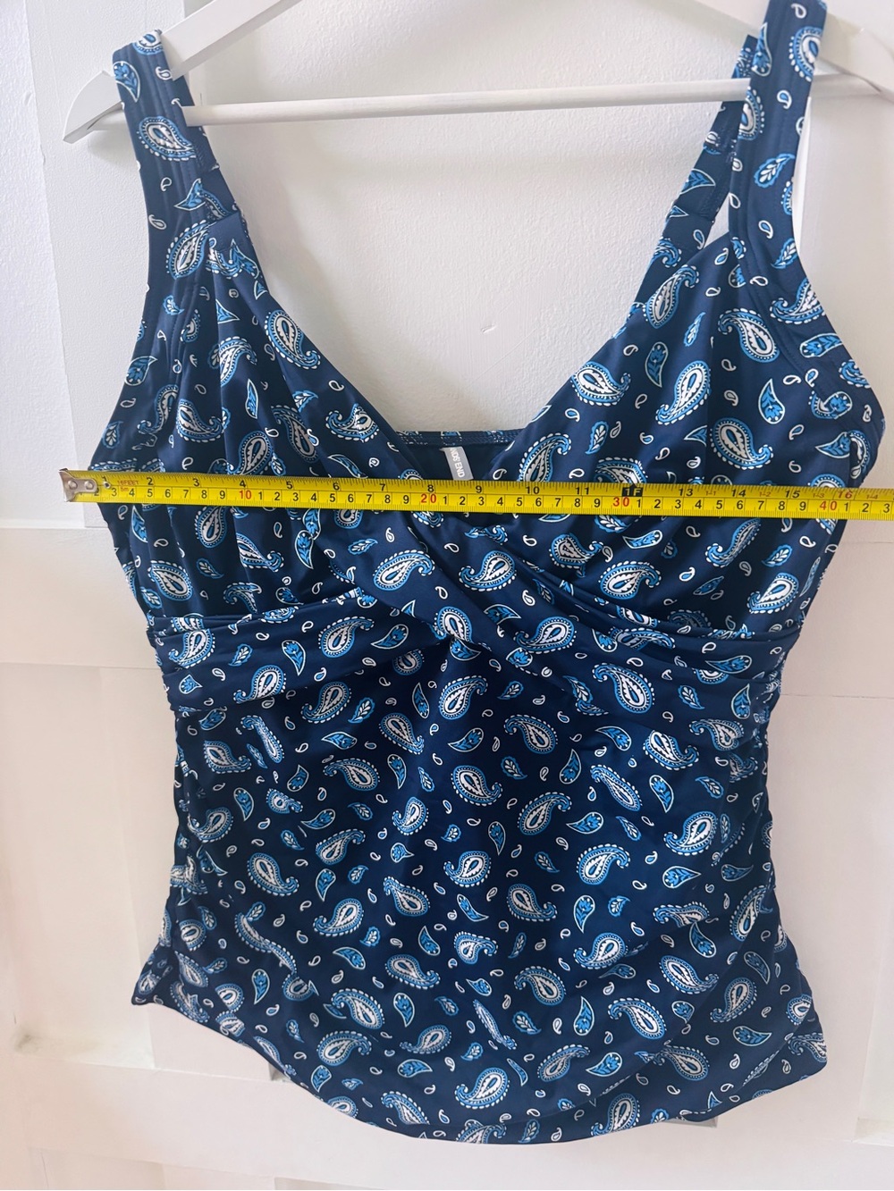 Lands' End Navy and White Swim Tankini Top with Paisley Accents - 14D - Picture 12 of 13